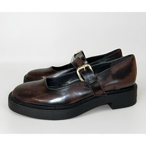 ZARA *RARE* Women's Brushed Effect Black Brown Mary Janes Shoes US 6 EU 36 *NEW*